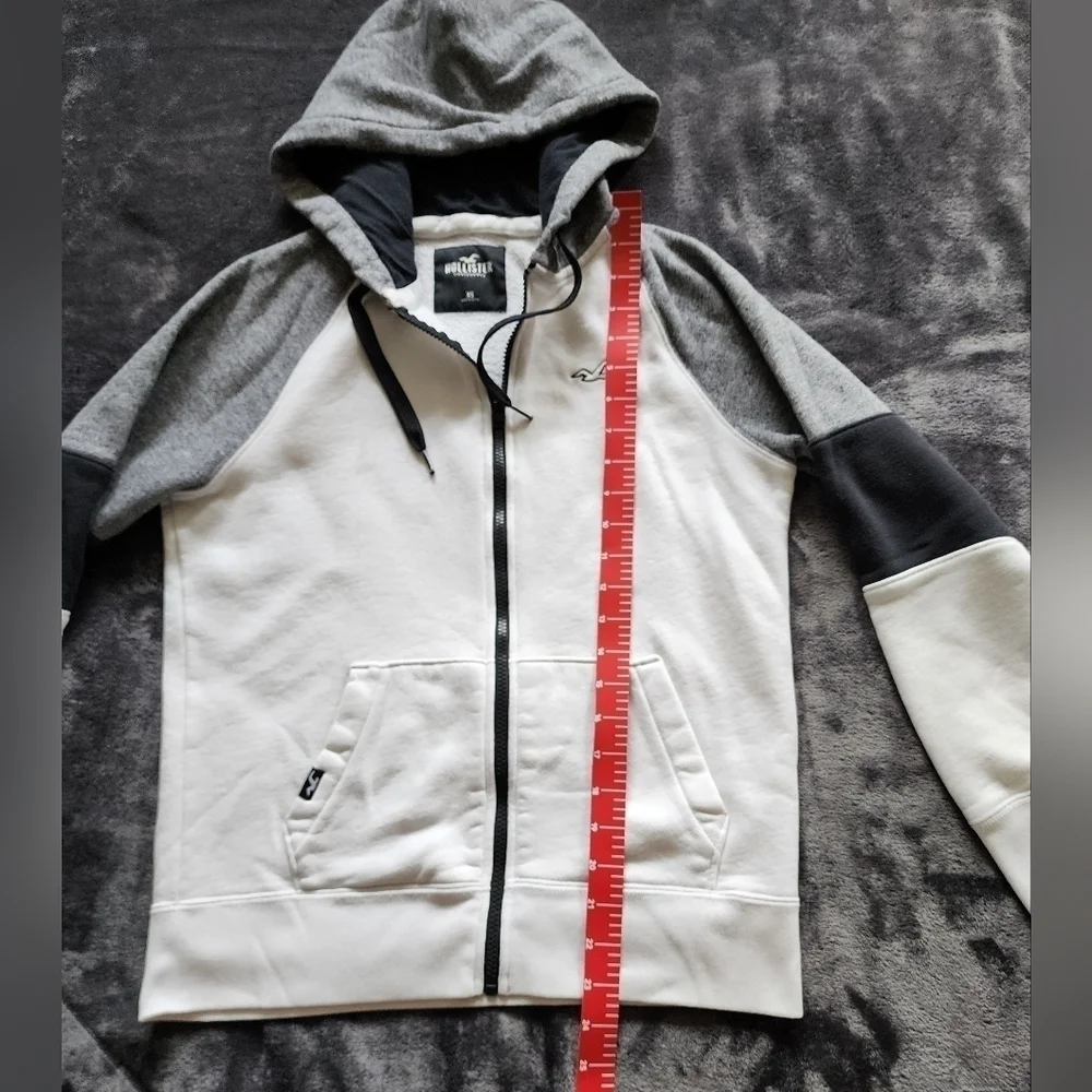 UNISEX Hollister California White Cotton Fleece Full Zip Hoodie size XS